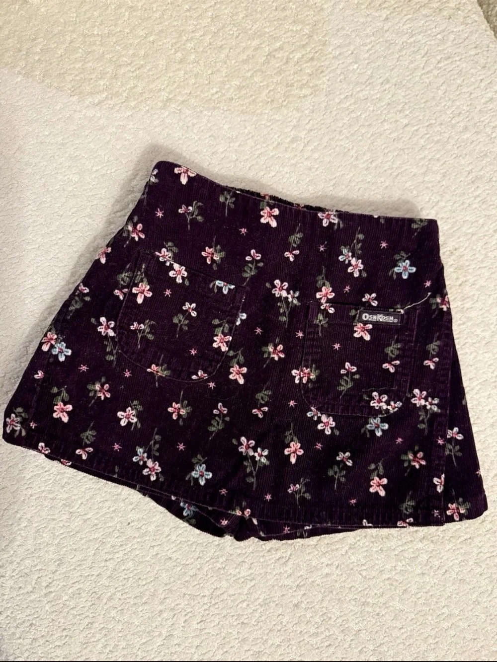 Vintage OshKosh Toddler Floral Corduroy Skort | Shorts Skirt | 90s Kidswear, 2T